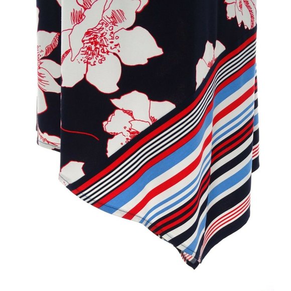 Size 14 MIXED PRINT ASYMMETRICAL‎ MIDI/MAXI DRESS Spring Summer Wedding Party - Picture 2 of 3